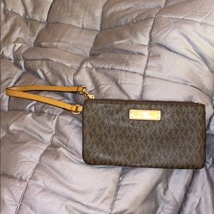 Brown Michael Kors Wristlet